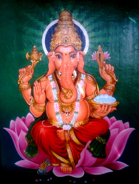 File:Ganesha Painting at a Temple in Bhadrachalam.jpg